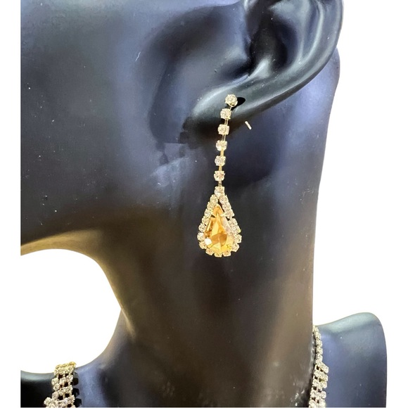 NWT Stunning Laura crystal gold jewelry 4pc Set - Picture 10 of 11